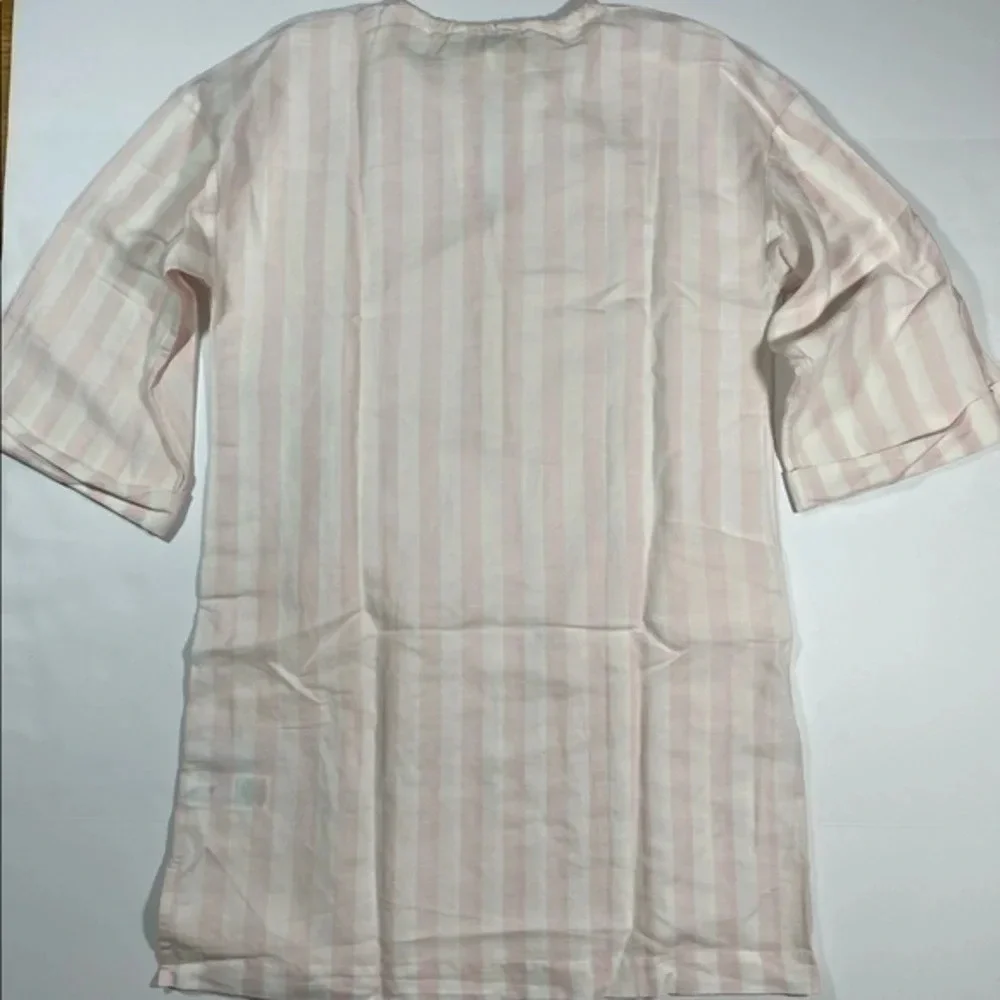 J Crew Cotton Linen V Neck Beach Tunic Pink Stripes